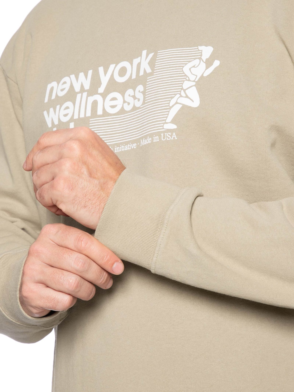 Blusa Masculina Moletom Usa Wellness Club Crewneck Bege Sporty & Rich