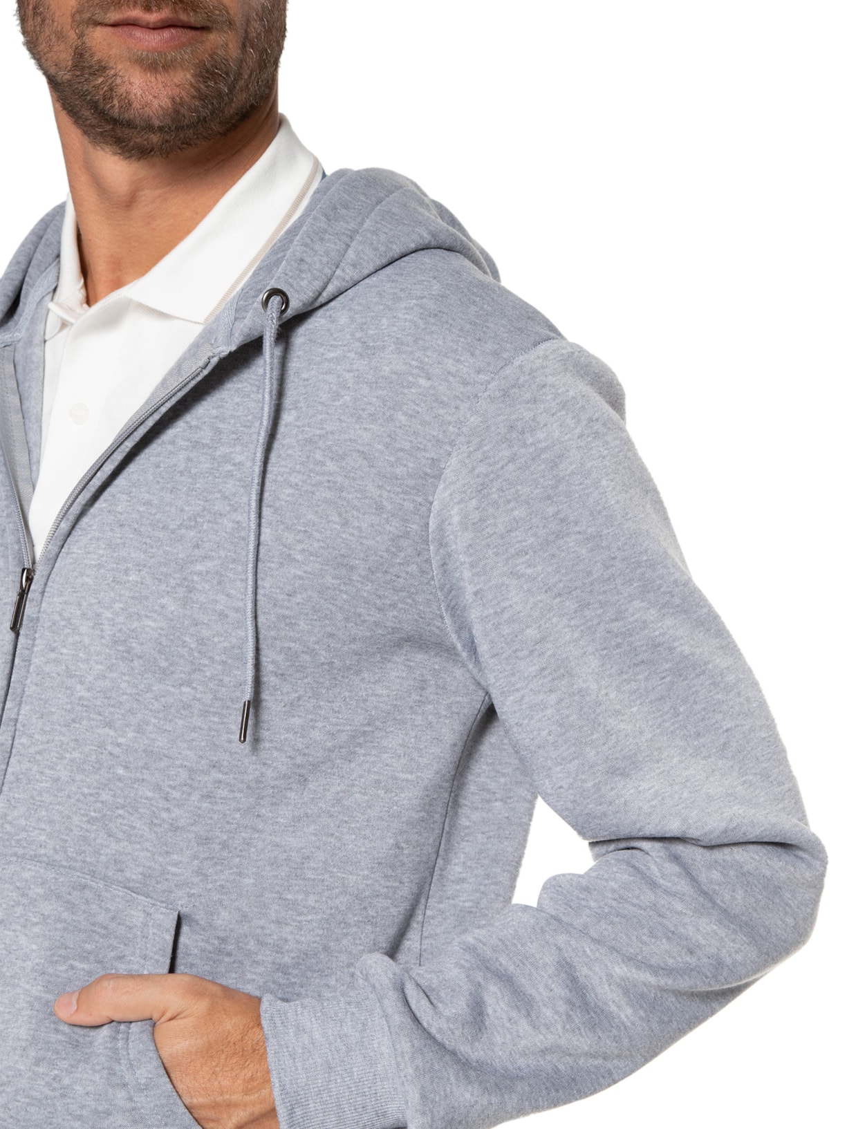 Blusa Masculina Moletom Zíper '2essential Cinza