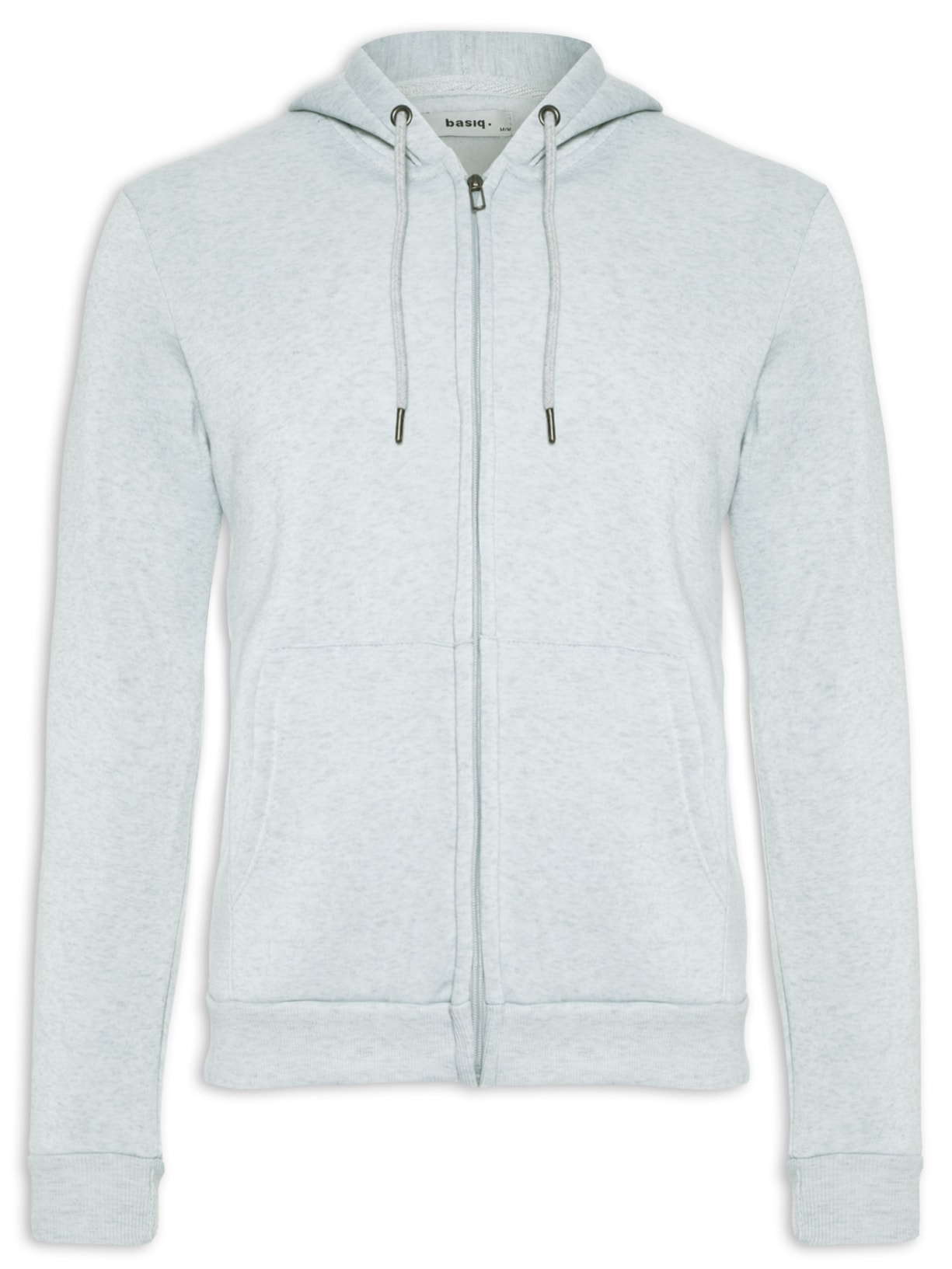Blusa Masculina Moletom Zíper Com Capuz Básico - Cinza