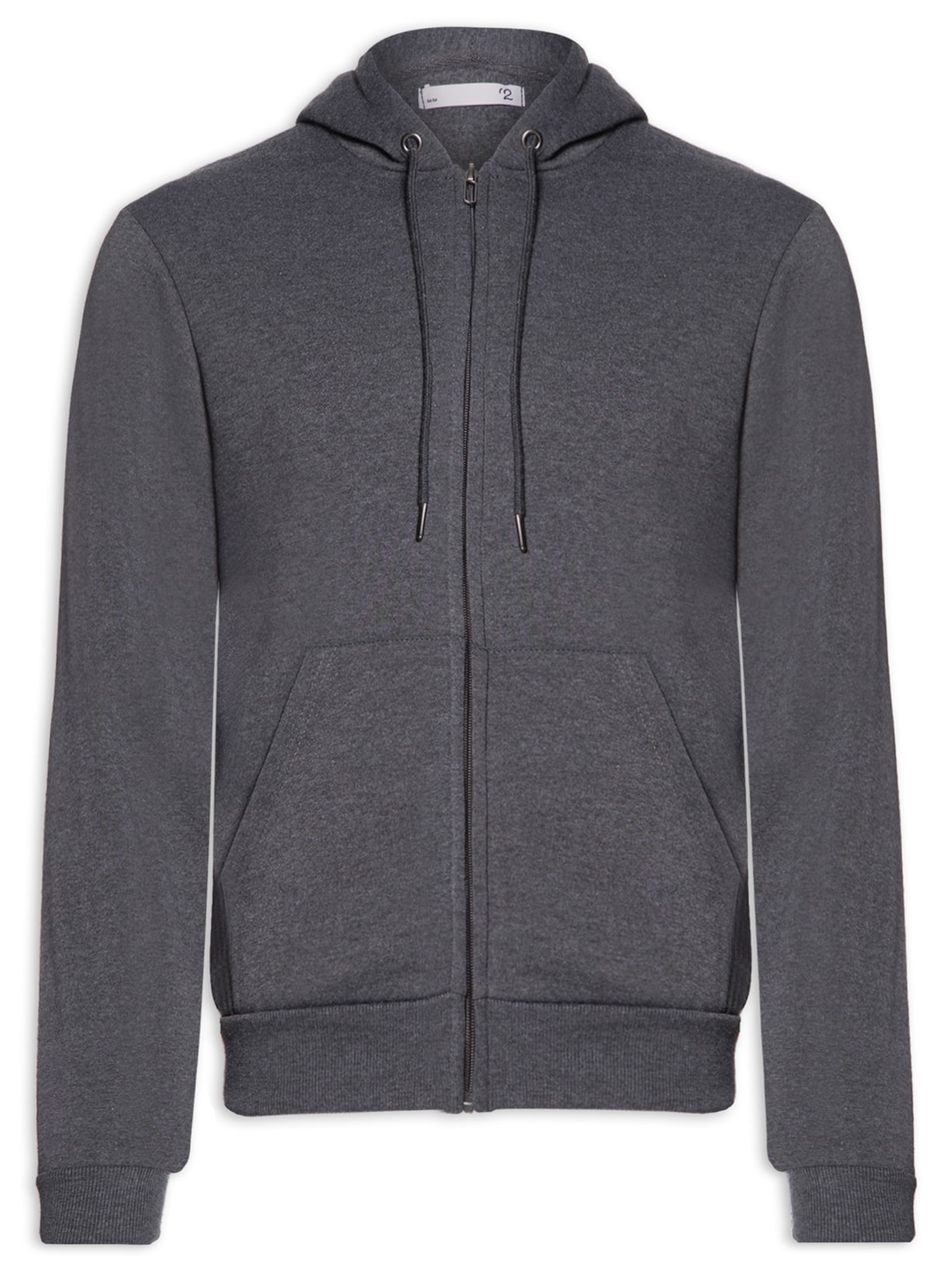 Blusa Masculina Moletom Zíper Com Capuz Básico - Cinza