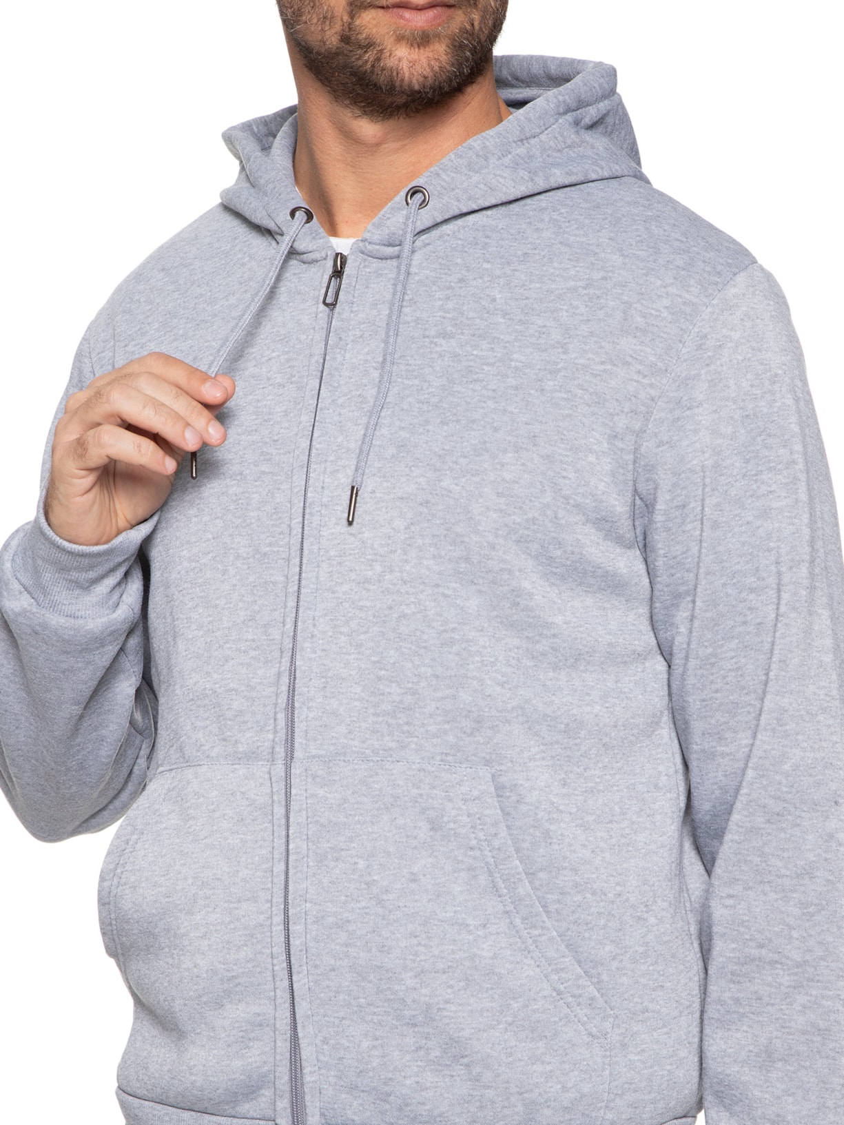 Essential Blusa Masculina Moletom Zíper Com Capuz Básico Cinza