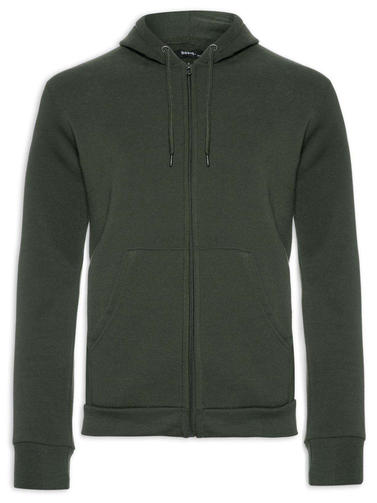 Blusa Masculina Moletom Zíper Com Capuz Básico - Verde