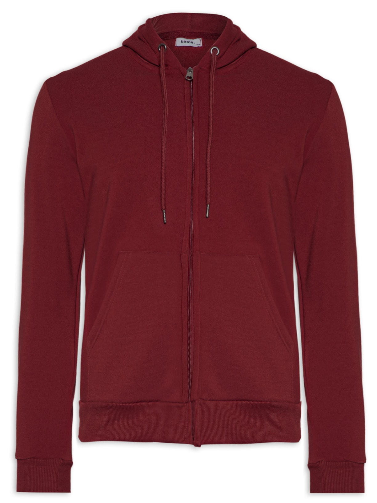 Blusa Masculina Moletom Zíper Com Capuz Básico - Vinho