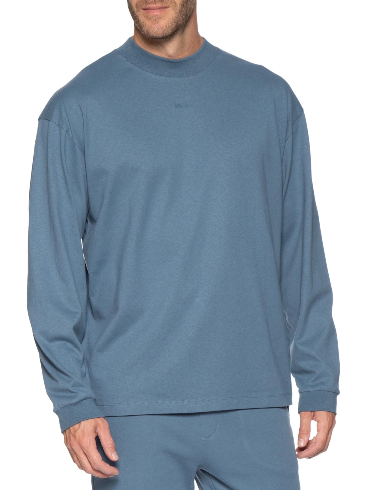 Blusa Masculina Relaxed-Fit Crew Neck Cotton Dapos Azul Hugo