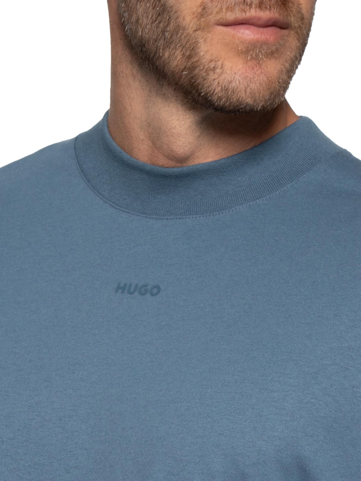 Blusa Masculina Relaxed-Fit Crew Neck Cotton Dapos Azul Hugo