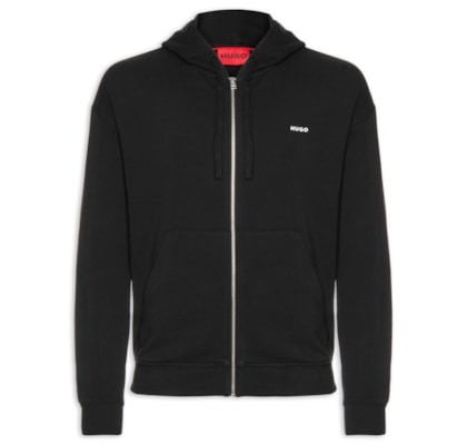 Blusa Masculina Relaxed-Fit Hooded Zip-Up Dapozip - Preto