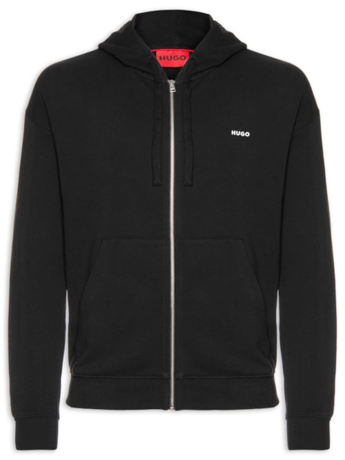 Blusa Masculina Relaxed-Fit Hooded Zip-Up Dapozip - Preto