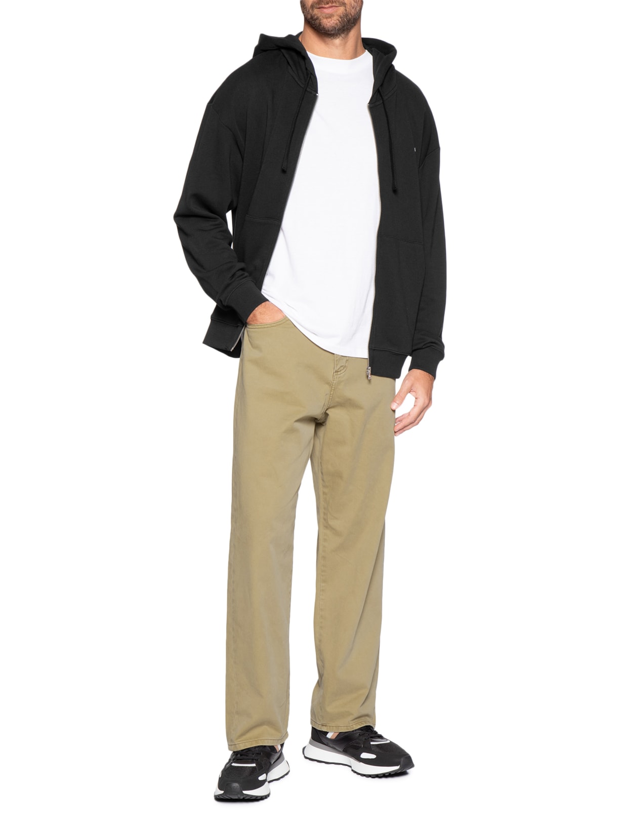 Blusa Masculina Relaxed-Fit Hooded Zip-Up Dapozip Preto Hugo