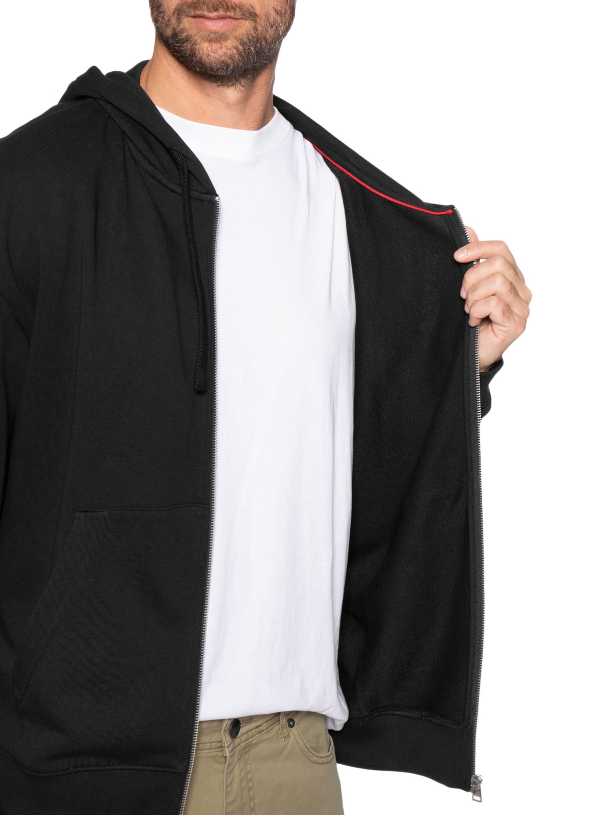 Blusa Masculina Relaxed-Fit Hooded Zip-Up Dapozip Preto Hugo