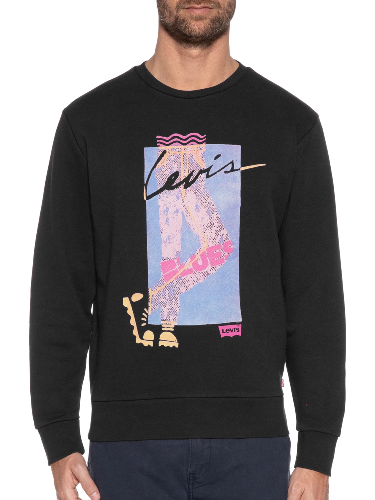 Blusa Masculina Standard Graphic Crew Preto Levi's