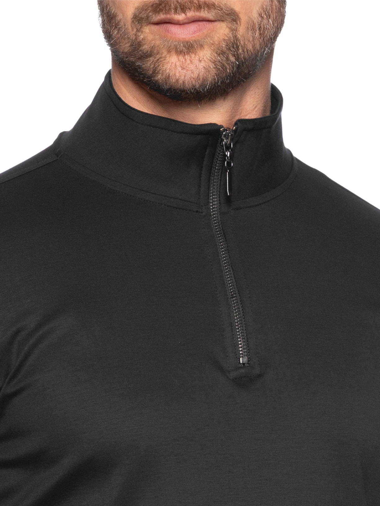 Blusa Masculina Suedine Pima Meio Zíper Preto Paramount Alfaiataria