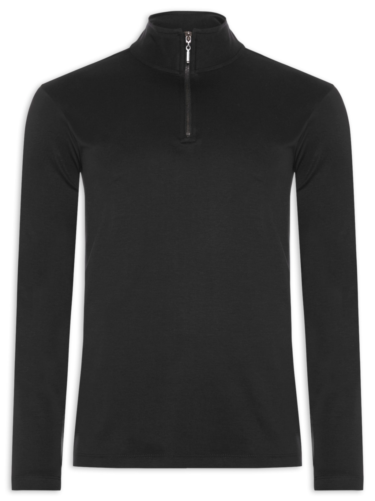 Blusa Masculina Suedine Pima Meio Zíper Preto Paramount Alfaiataria