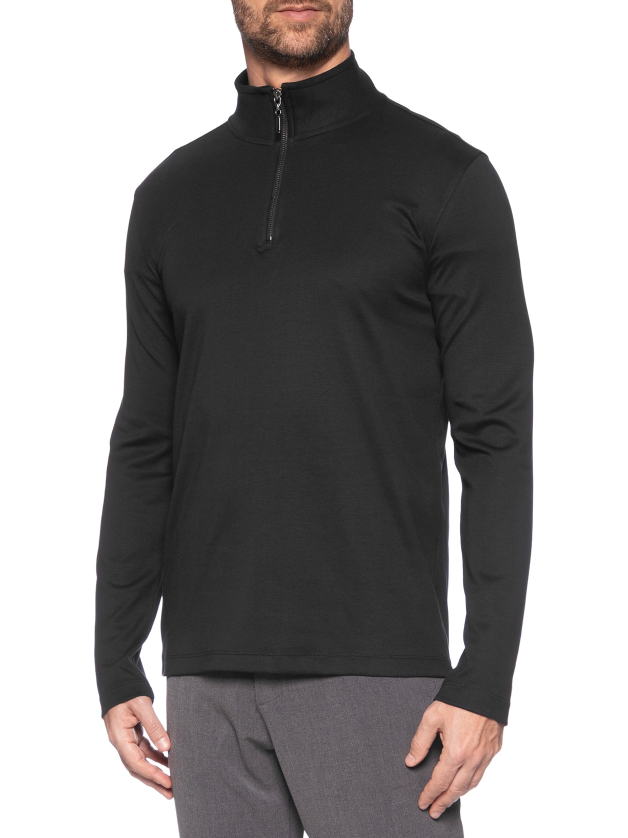 Blusa Masculina Suedine Pima Meio Zíper Preto Paramount Alfaiataria