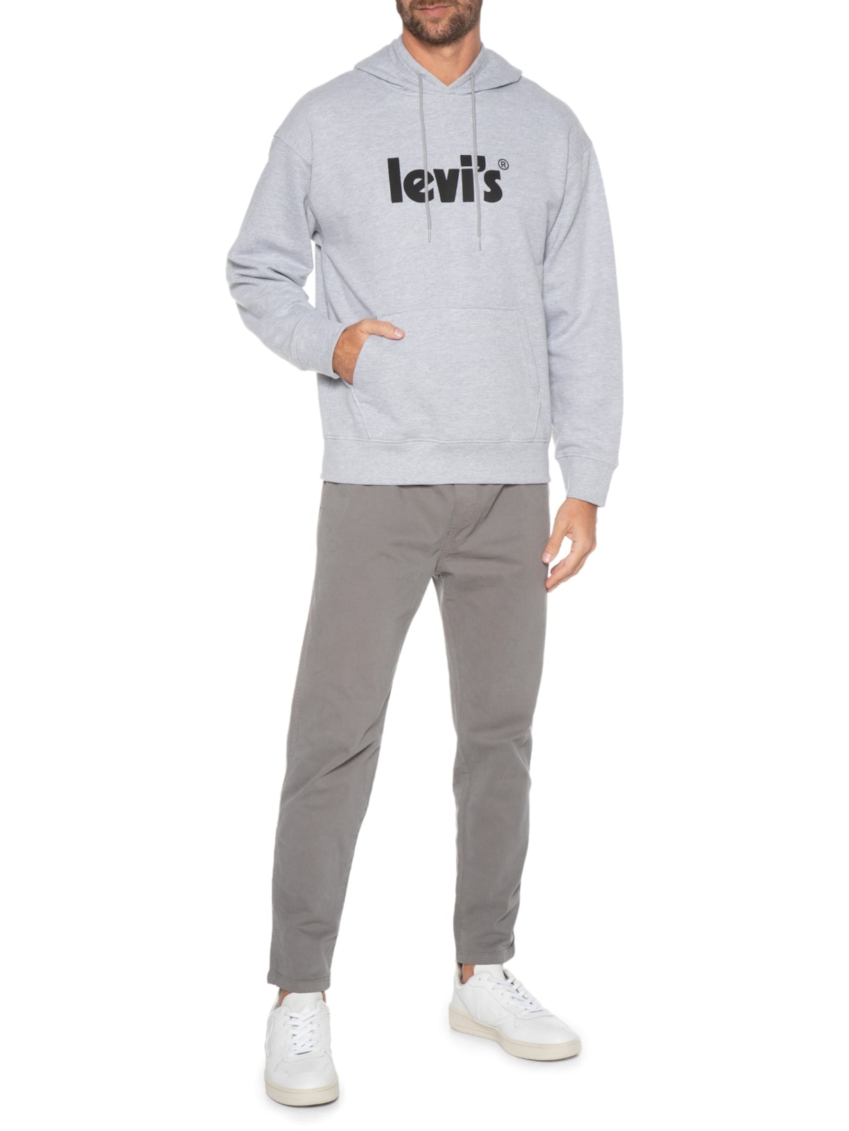 Blusa Masculina T3 Relaxd Graphic Hoodie Cinza Levi's