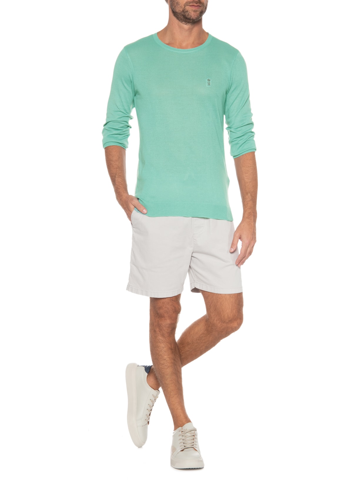Blusa Masculina Tricot Basic Color Verde Sergio K