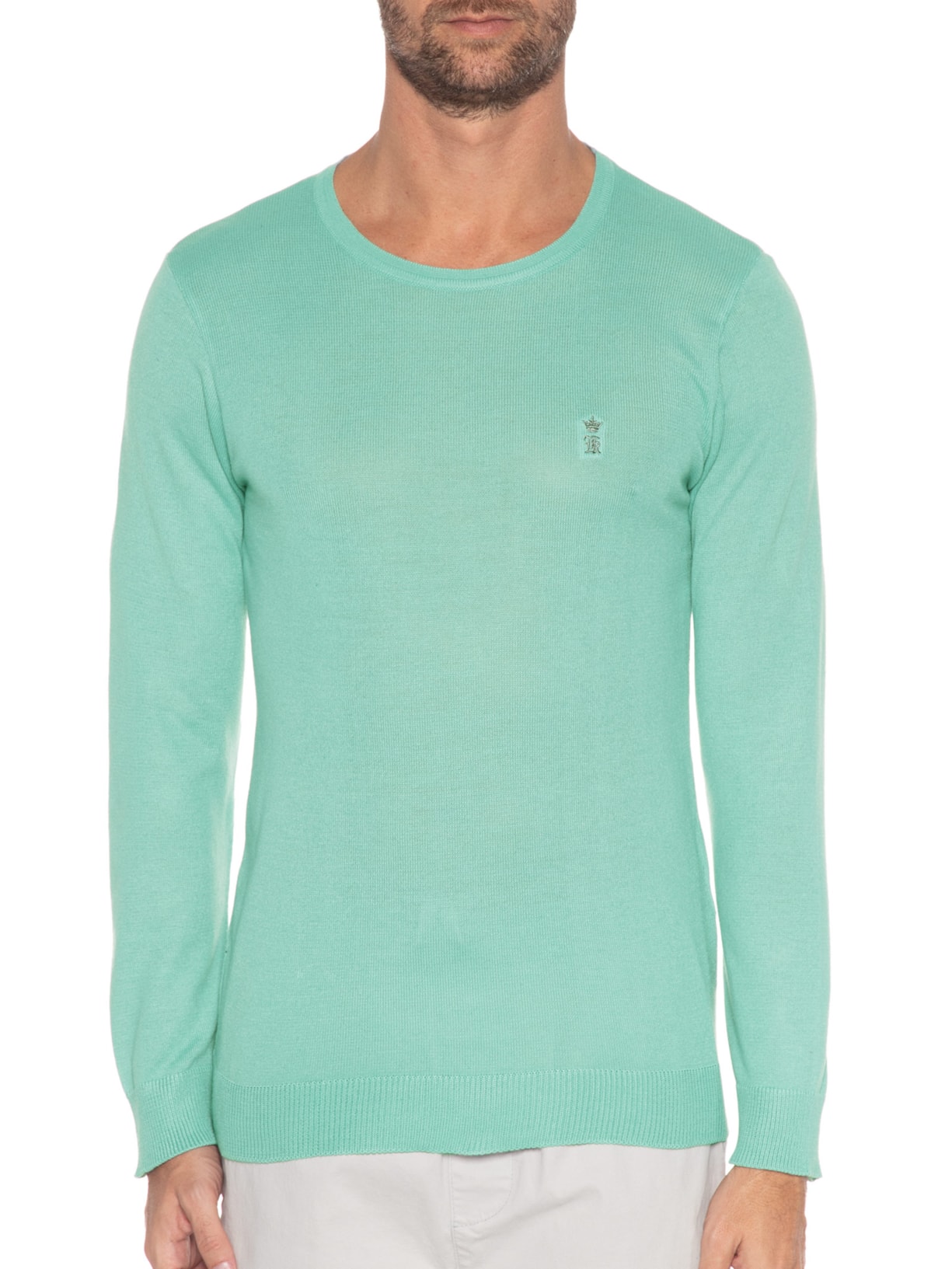 Blusa Masculina Tricot Basic Color Verde Sergio K