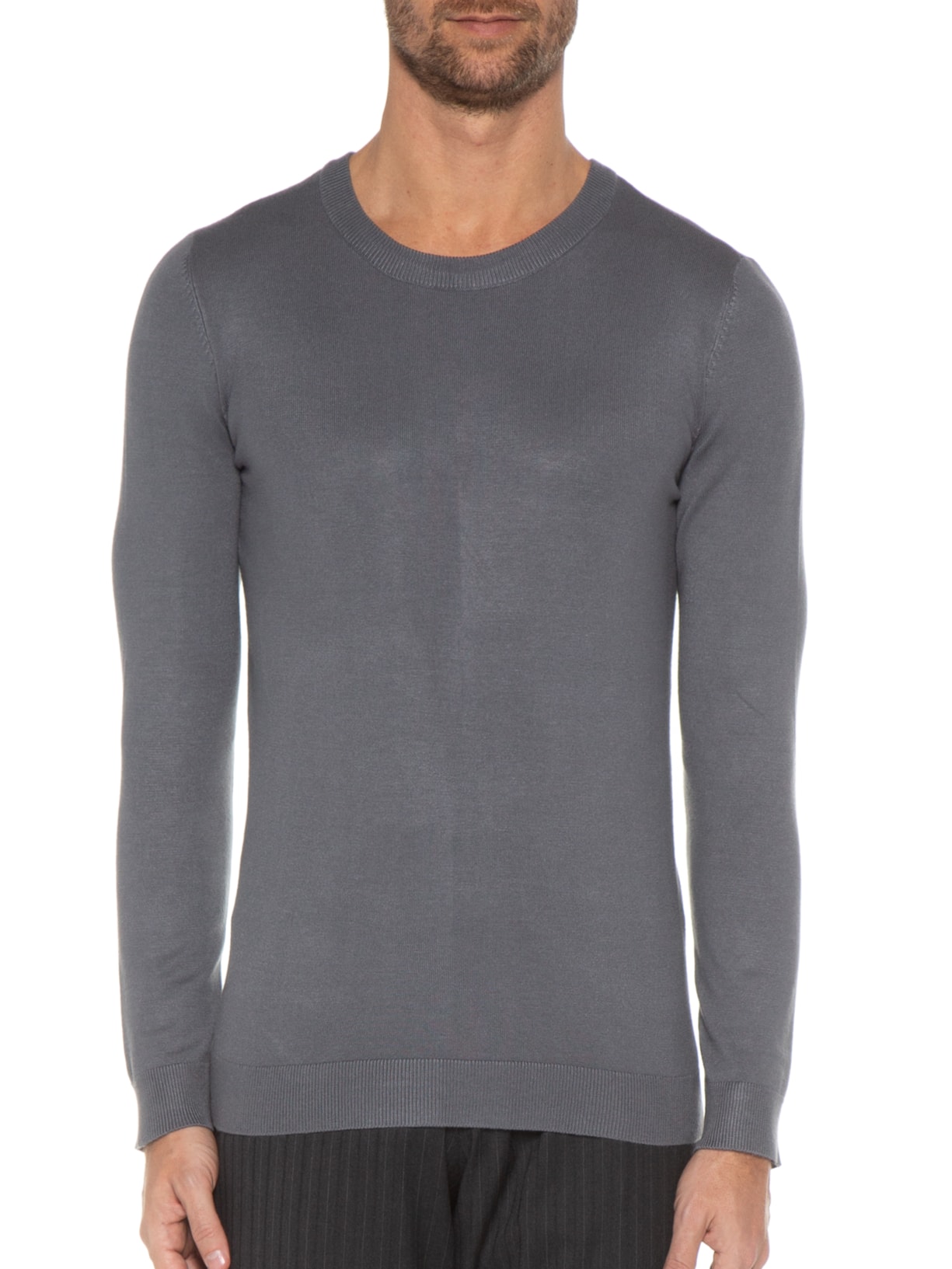 Blusa Masculina Tricot Básico Cinza '2 Essential