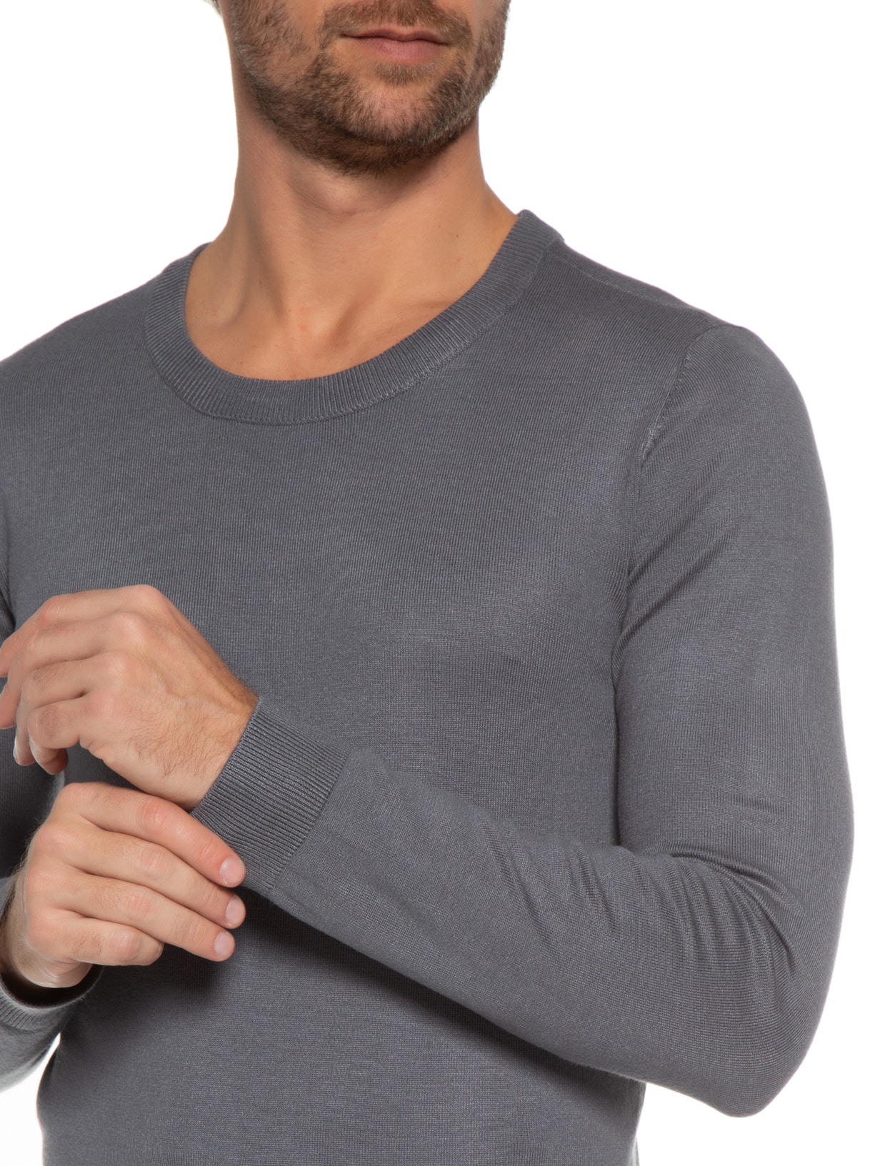 Blusa Masculina Tricot Básico Cinza '2 Essential
