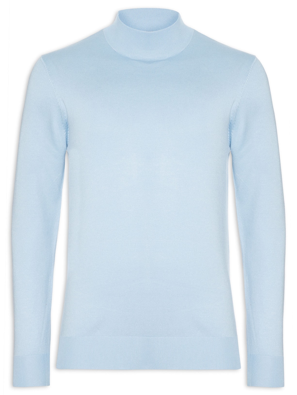 Blusa Masculina Tricot Básico Gola Alta - Azul