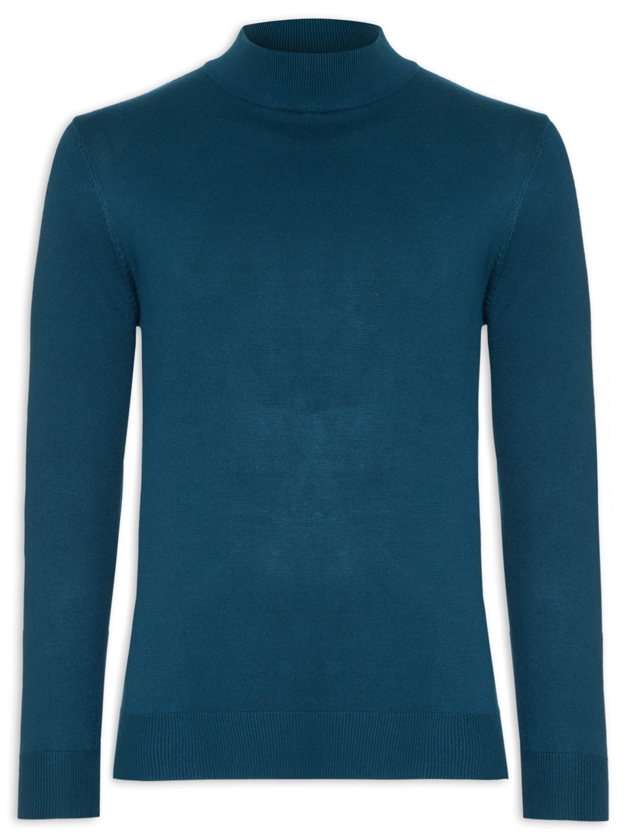 Blusa Masculina Tricot Básico Gola Alta - Azul