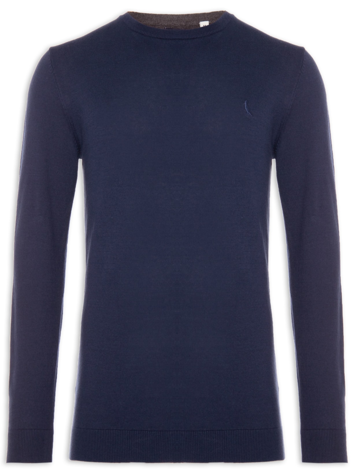 Blusa Masculina Tricot Básico Gola Careca - Azul