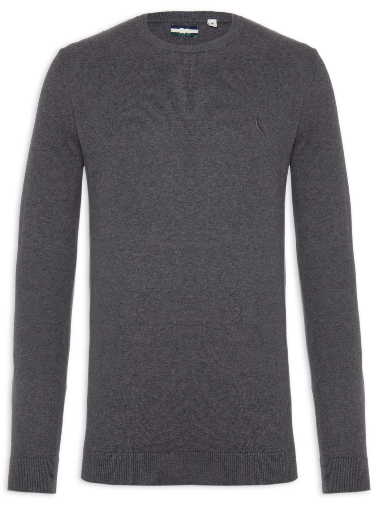 Blusa Masculina Tricot Básico Gola Careca - Cinza