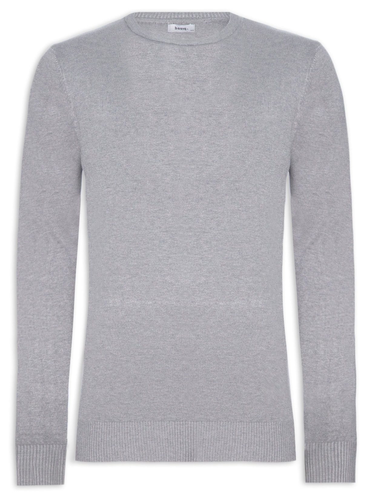 Blusa Masculina Tricot Básico Gola Redonda - Cinza