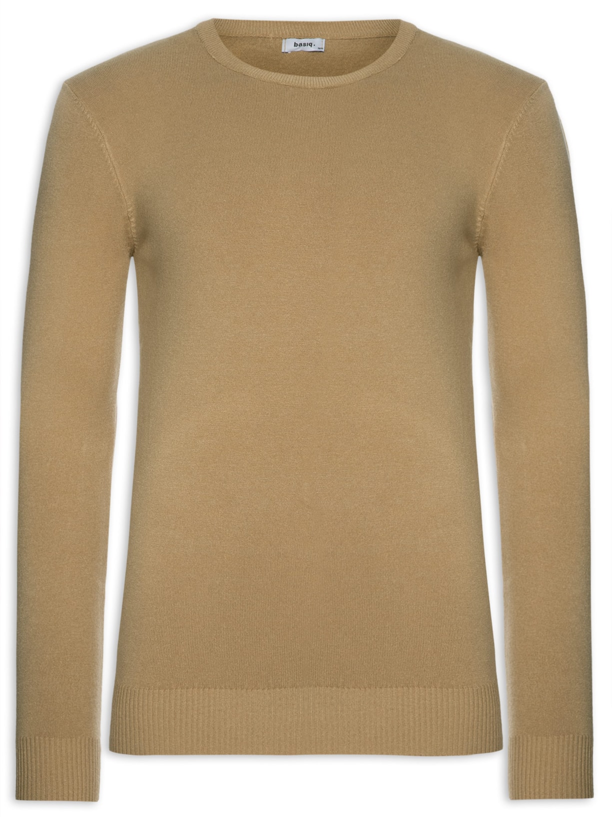 Blusa Masculina Tricot Básico Gola Redonda - Marrom