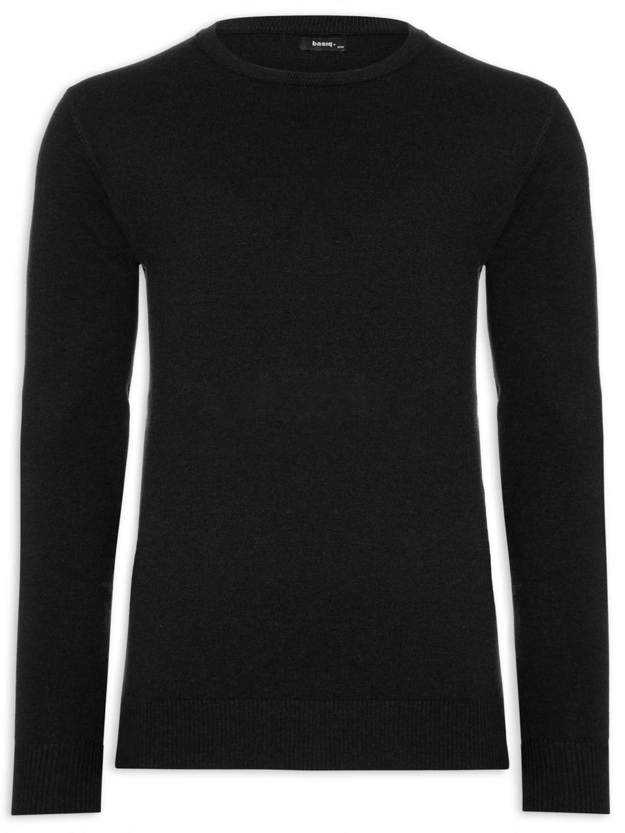 Blusa Masculina Tricot Básico Gola Redonda - Preto
