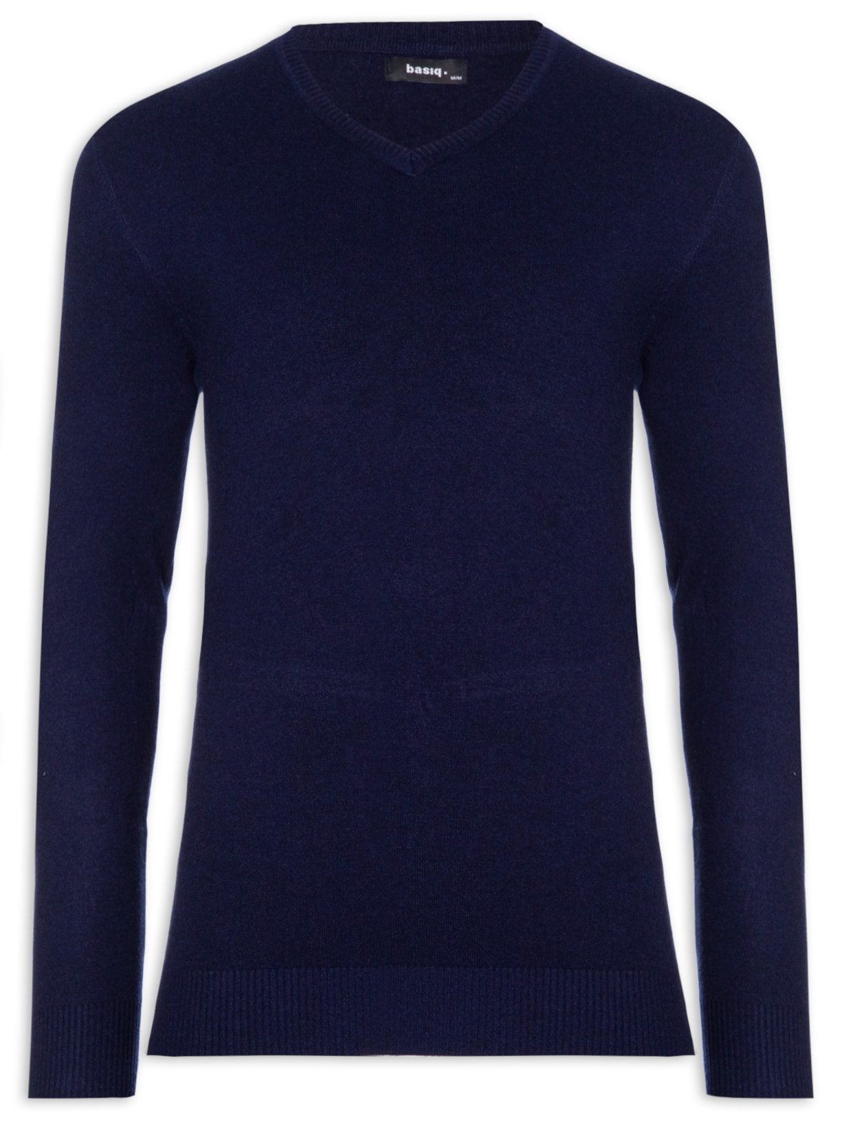 Blusa Masculina Tricot Básico Gola V - Azul