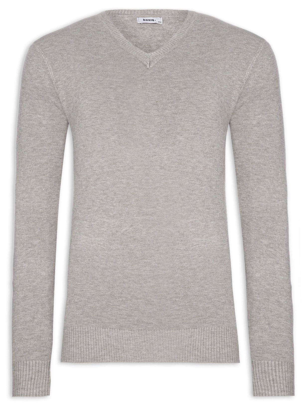 Blusa Masculina Tricot Básico Gola V - Marrom