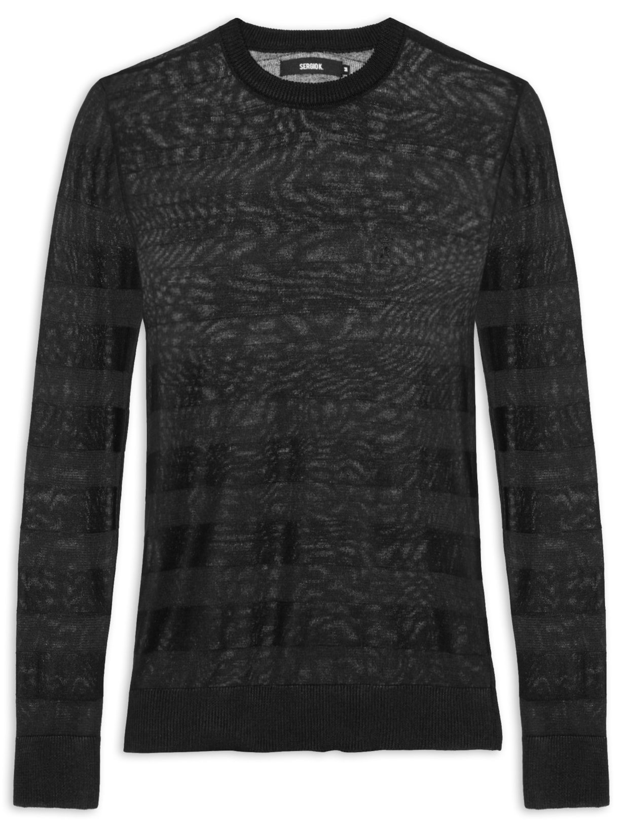 Blusa Masculina Tricot Jacquard Listrado - Preto
