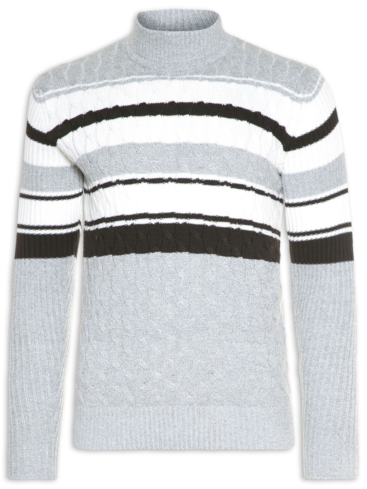 Blusa Masculina Tricot Listra - Cinza