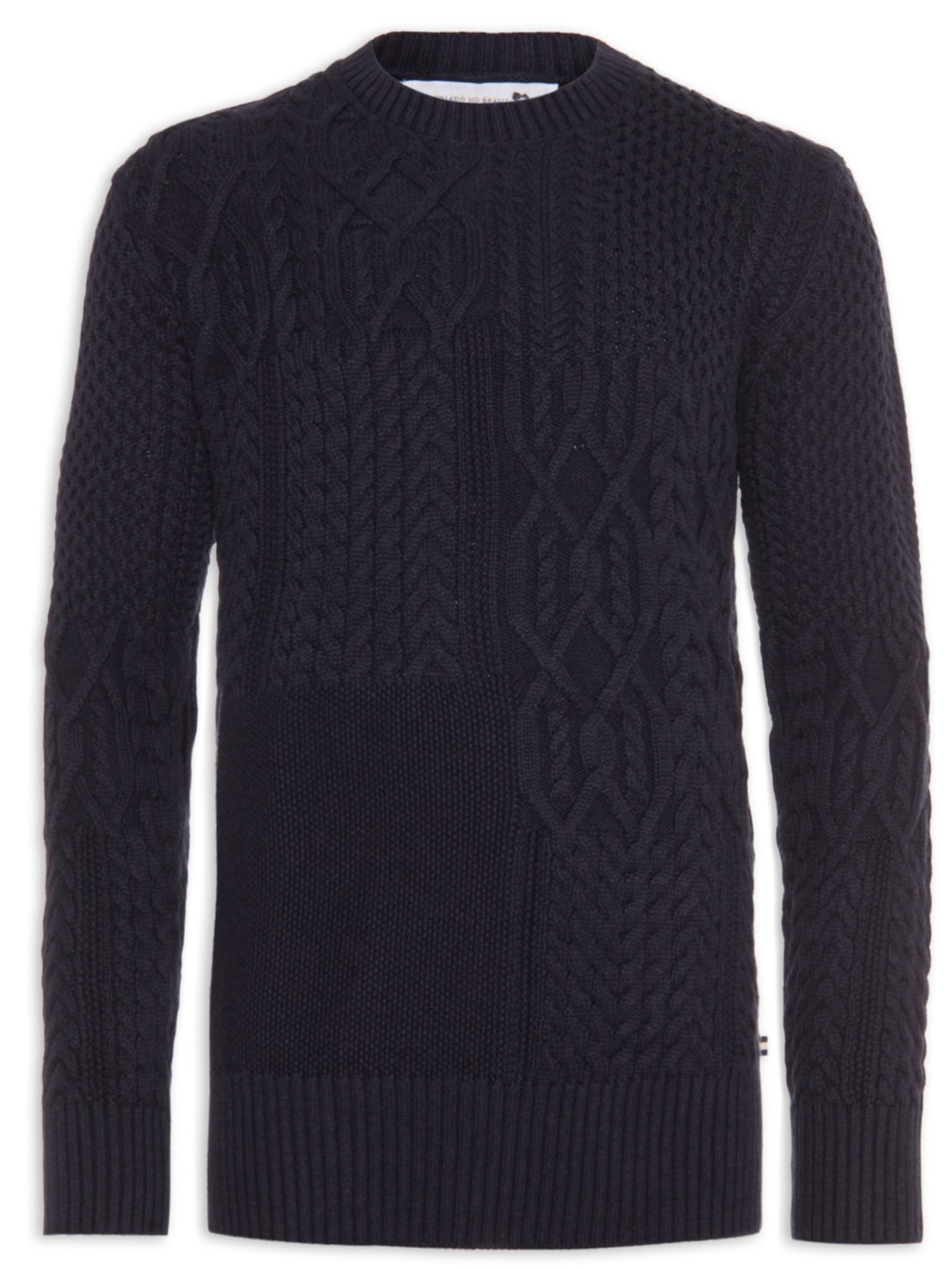 Blusa Masculina Tricot Patchwork - Azul