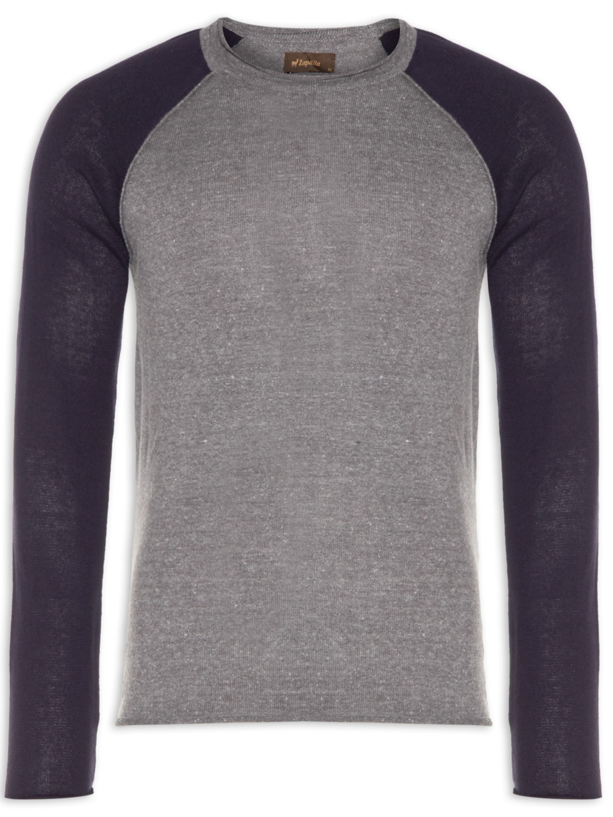 Blusa Masculina Tricot Raglan Bicolor - Cinza