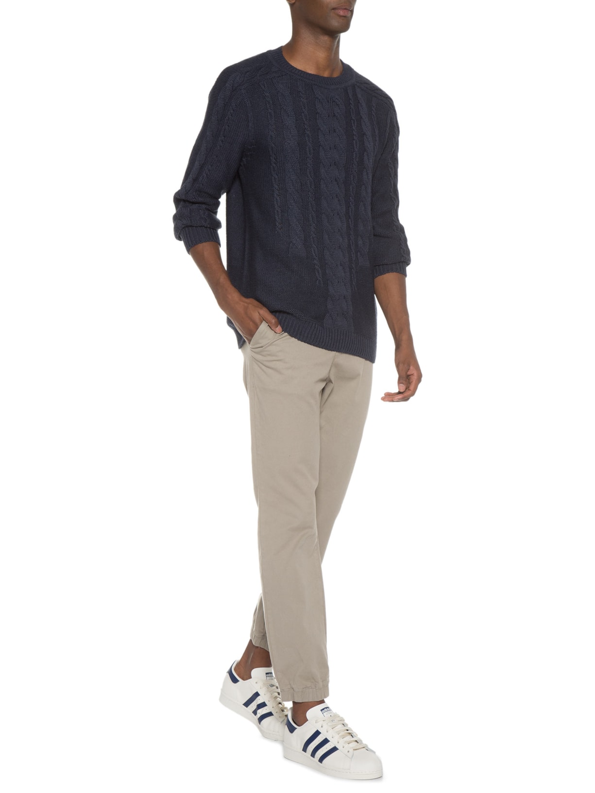 Blusa Masculina Tricot Trançado Azul '2 Essential