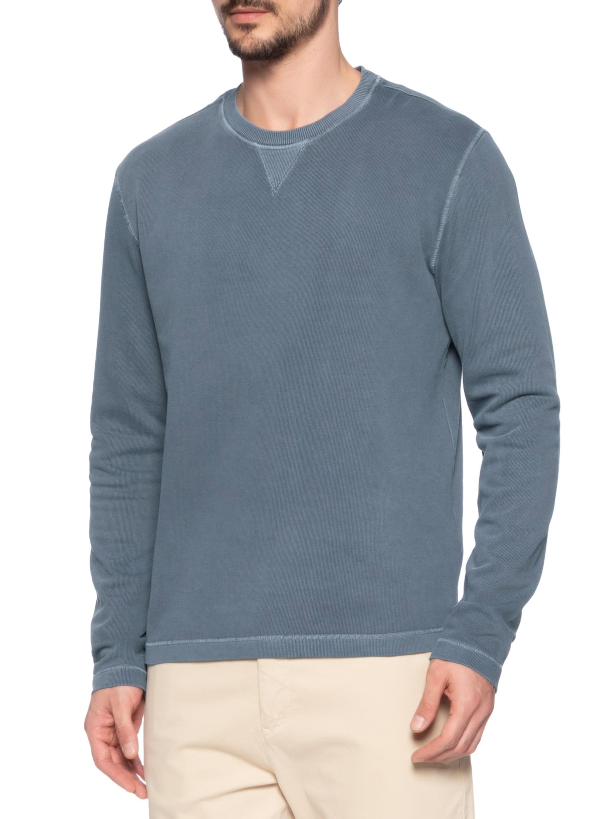 Blusa Masculino Moletom Gola Careca Stone Azul Zapalla