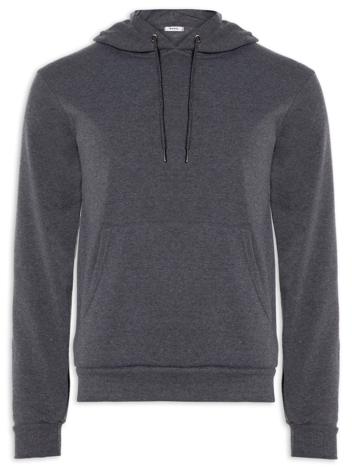 Blusa Moletom Fechado Canguru Com Gorro - Cinza