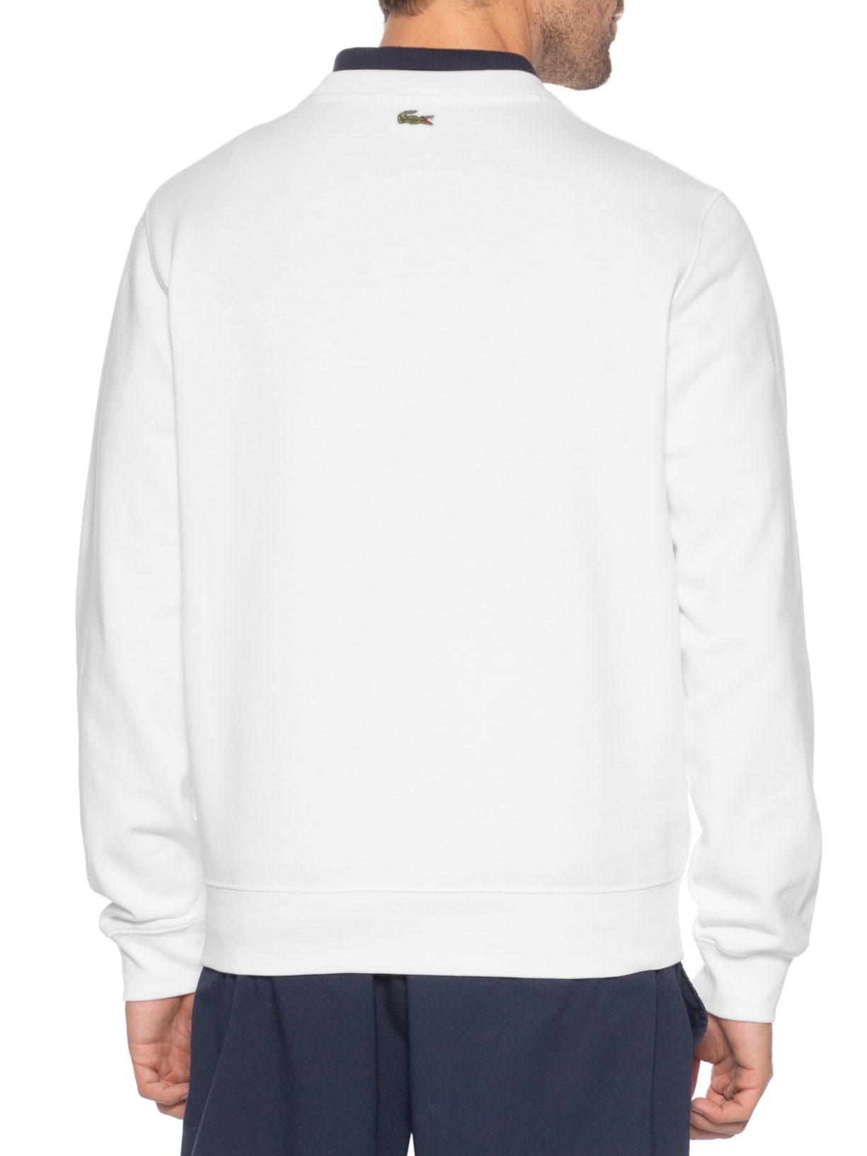 Blusa Moletom Masculina Gola Careca Sem Capuz Branco Lacoste
