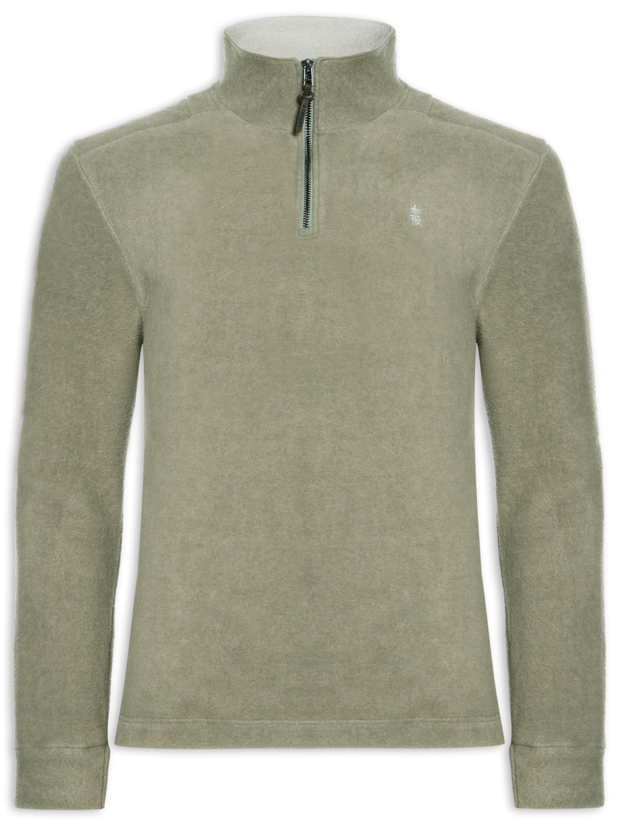 Blusa Moletom Masculina Meio Ziper Gola Bicolor - Verde