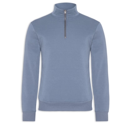 Blusa Moletom Masculino Meio Zíper - Azul