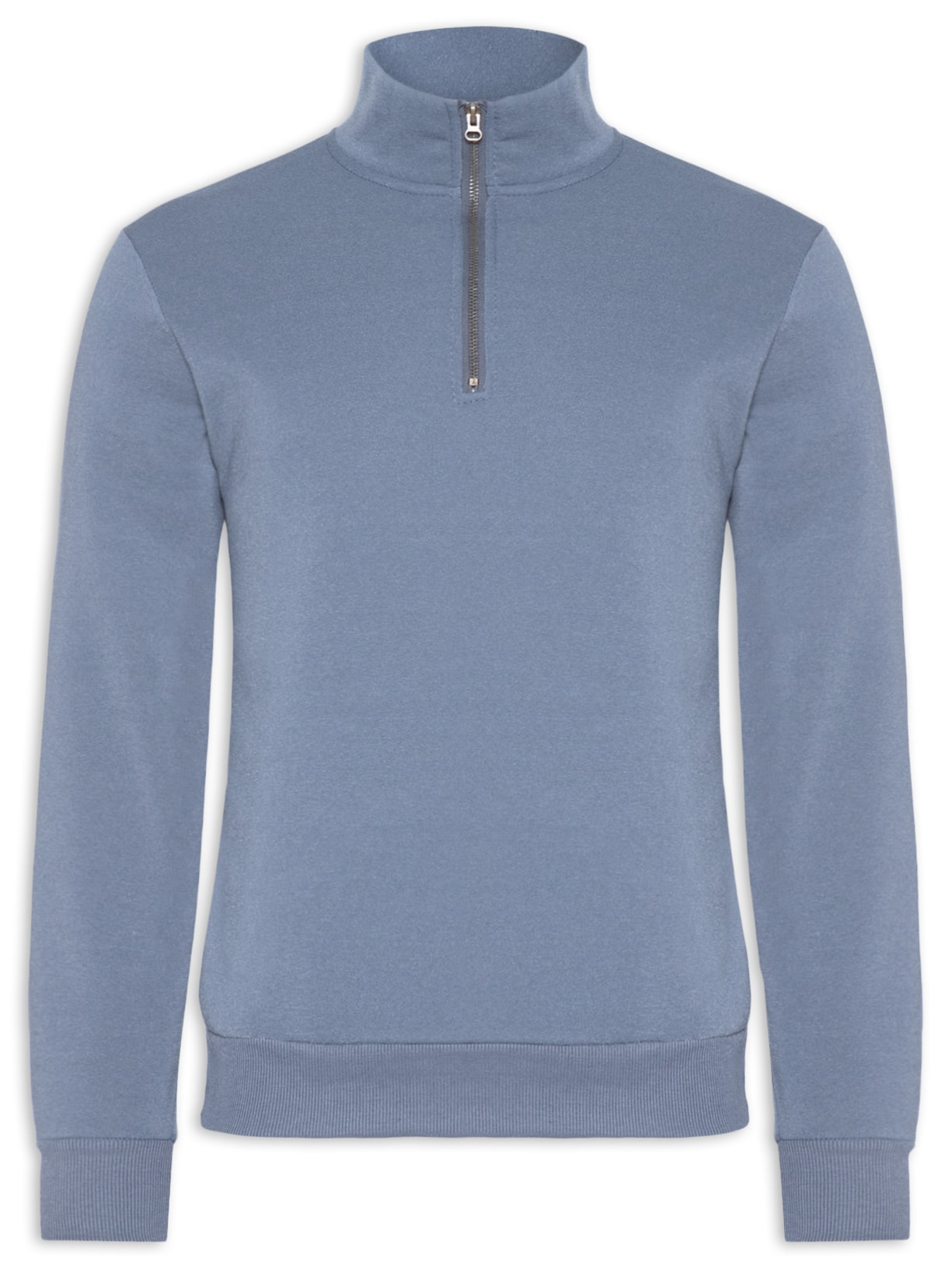 Blusa Moletom Masculino Meio Zíper - Azul