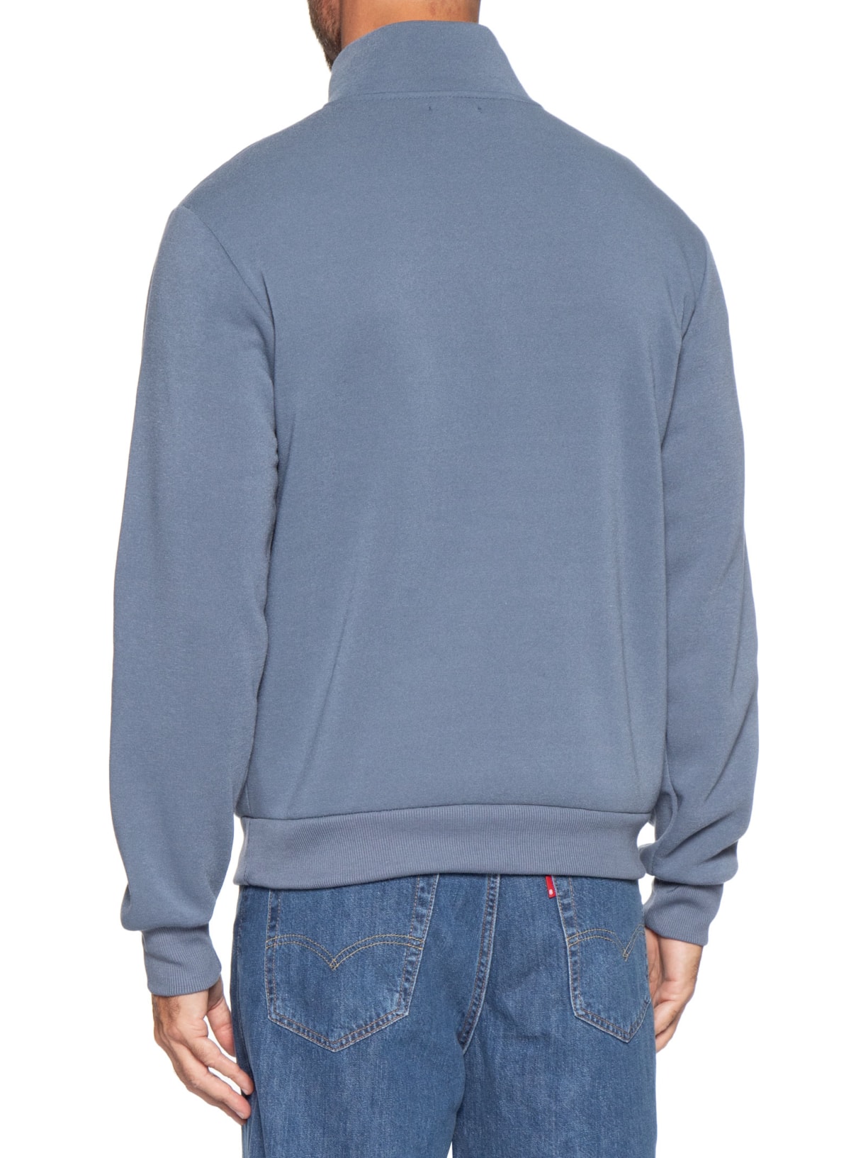 Blusa Moletom Masculino Meio Zíper Azul Basiq Men