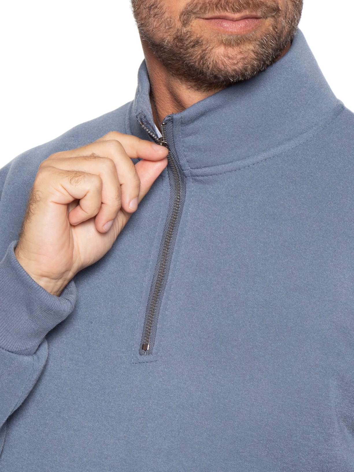 Blusa Moletom Masculino Meio Zíper Azul Basiq Men