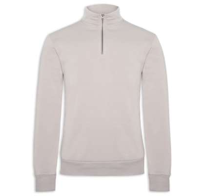 Blusa Moletom Masculino Meio Zíper - Cinza
