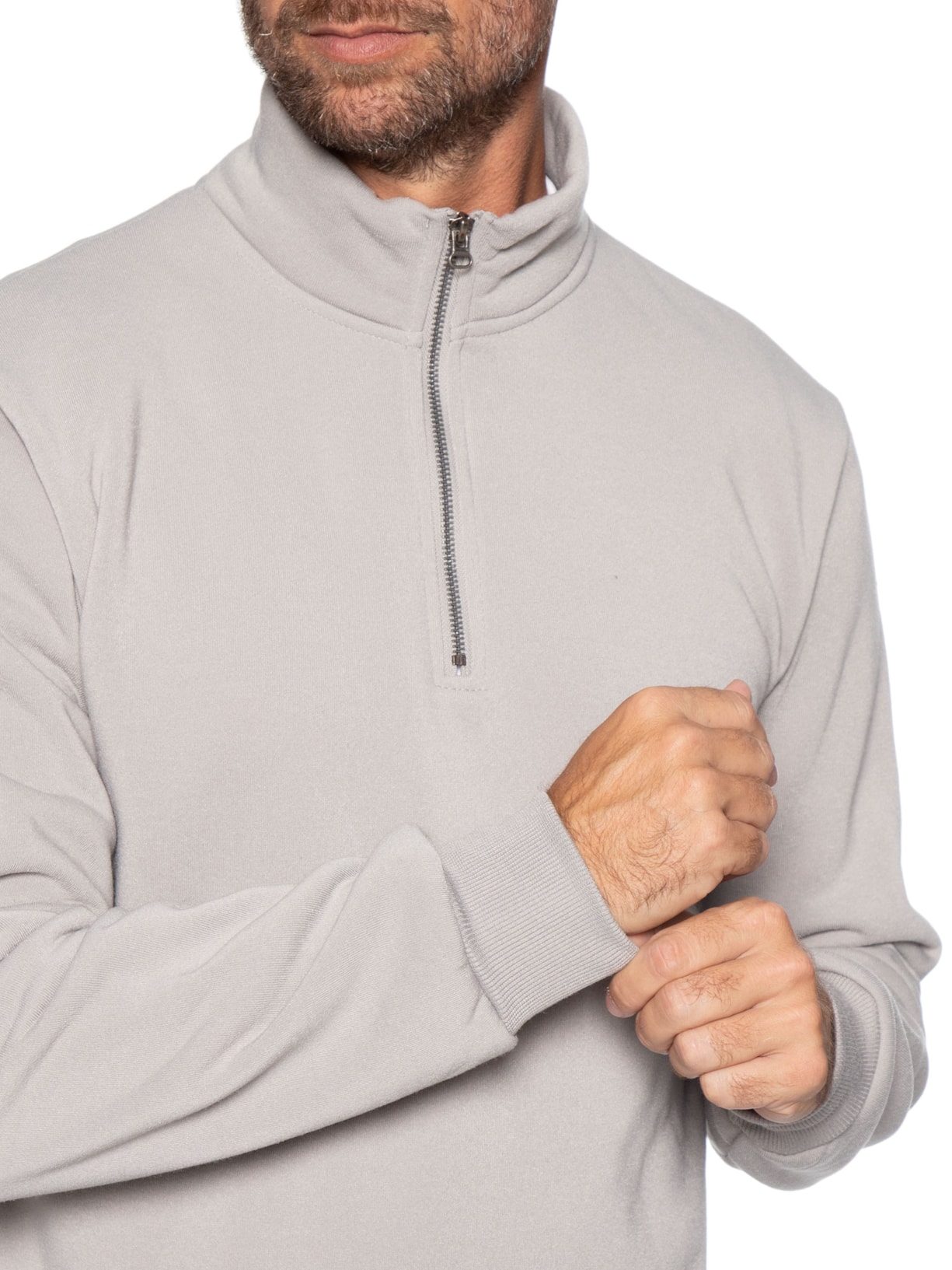 Blusa Moletom Masculino Meio Zíper Cinza Basiq Men