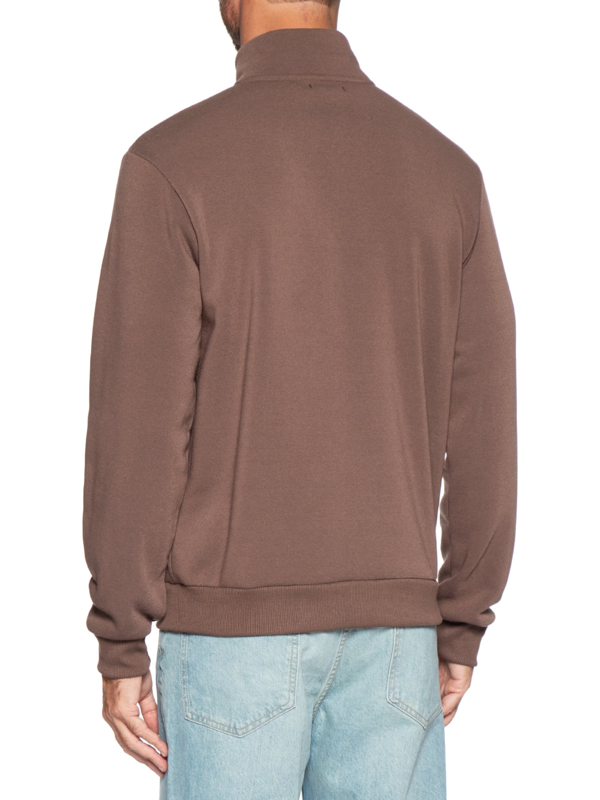 Blusa Moletom Masculino Meio Zíper Marrom Basiq Men