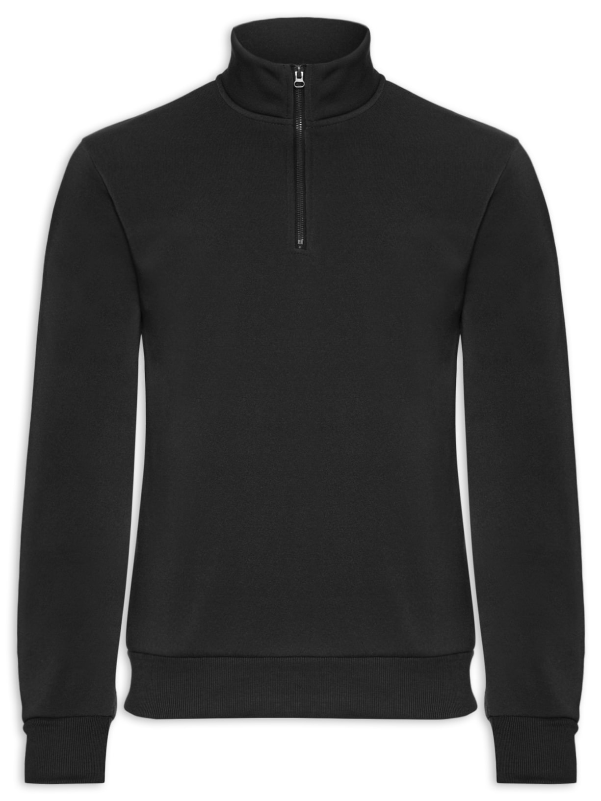 Blusa Moletom Masculino Meio Zíper Preto Basiq Men