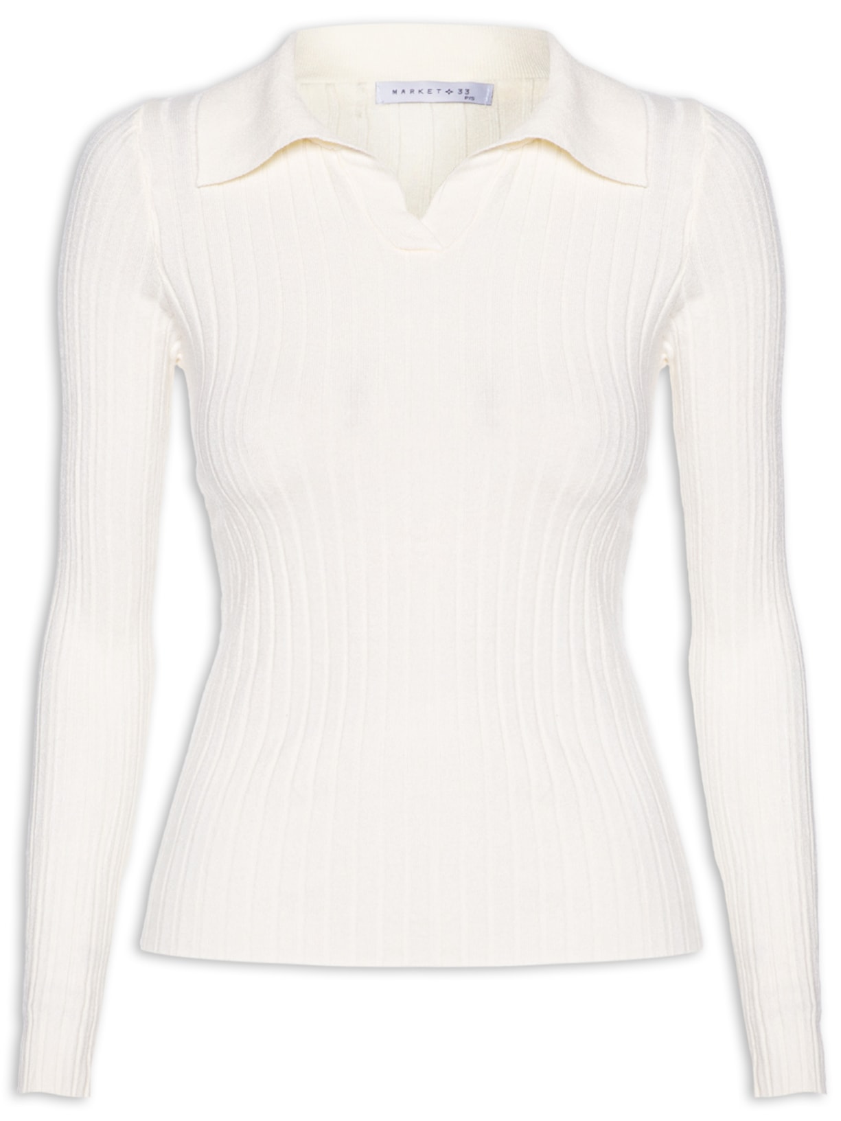 Blusa Polo Feminina Em Tricot - Off White