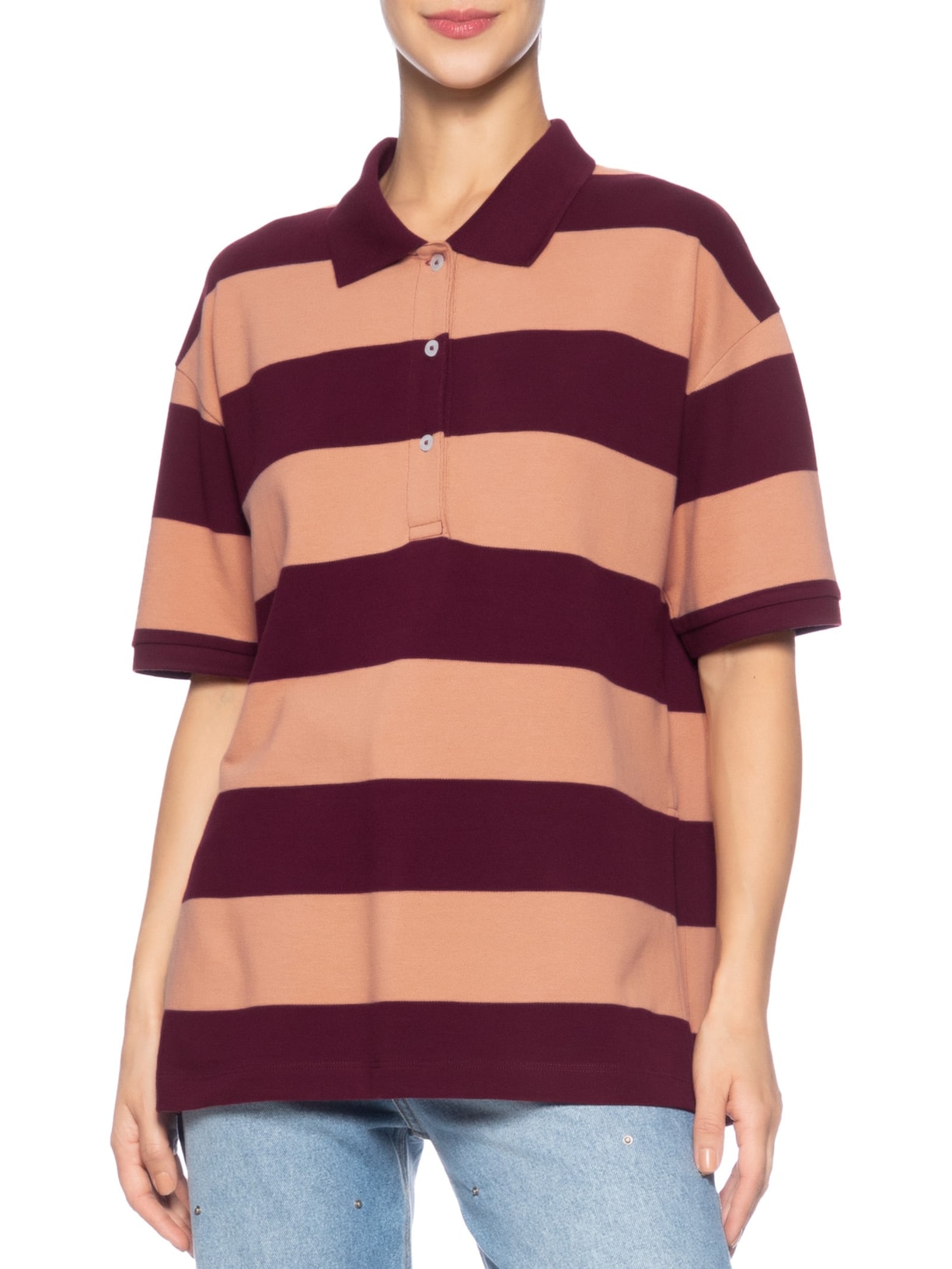 Blusa Polo Feminina Oversize Fio Tinto Rosa Animale